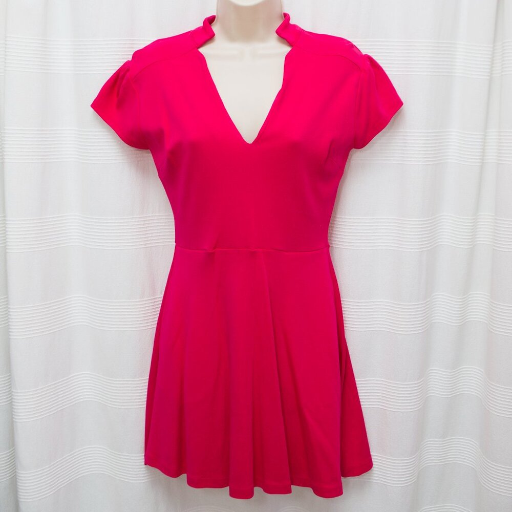NWOT NY&Co Hot Pink Fit & Flare Cotton Dress w. Pockets!!